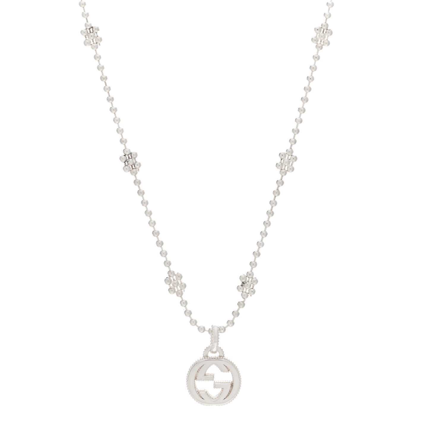 Sterling Silver Interlocking G Beaded Cluster Pendant Necklace
