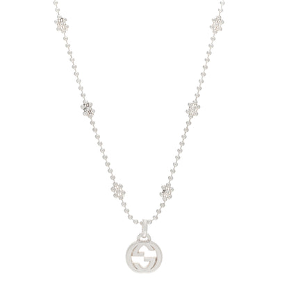 Gucci Sterling Silver Interlocking G Beaded Cluster Pendant Necklace 1 of 4