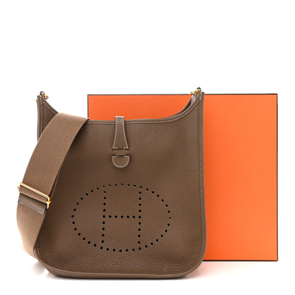 Hermes Taurillon Clemence Evelyne III PM Etoupe 14 of 14