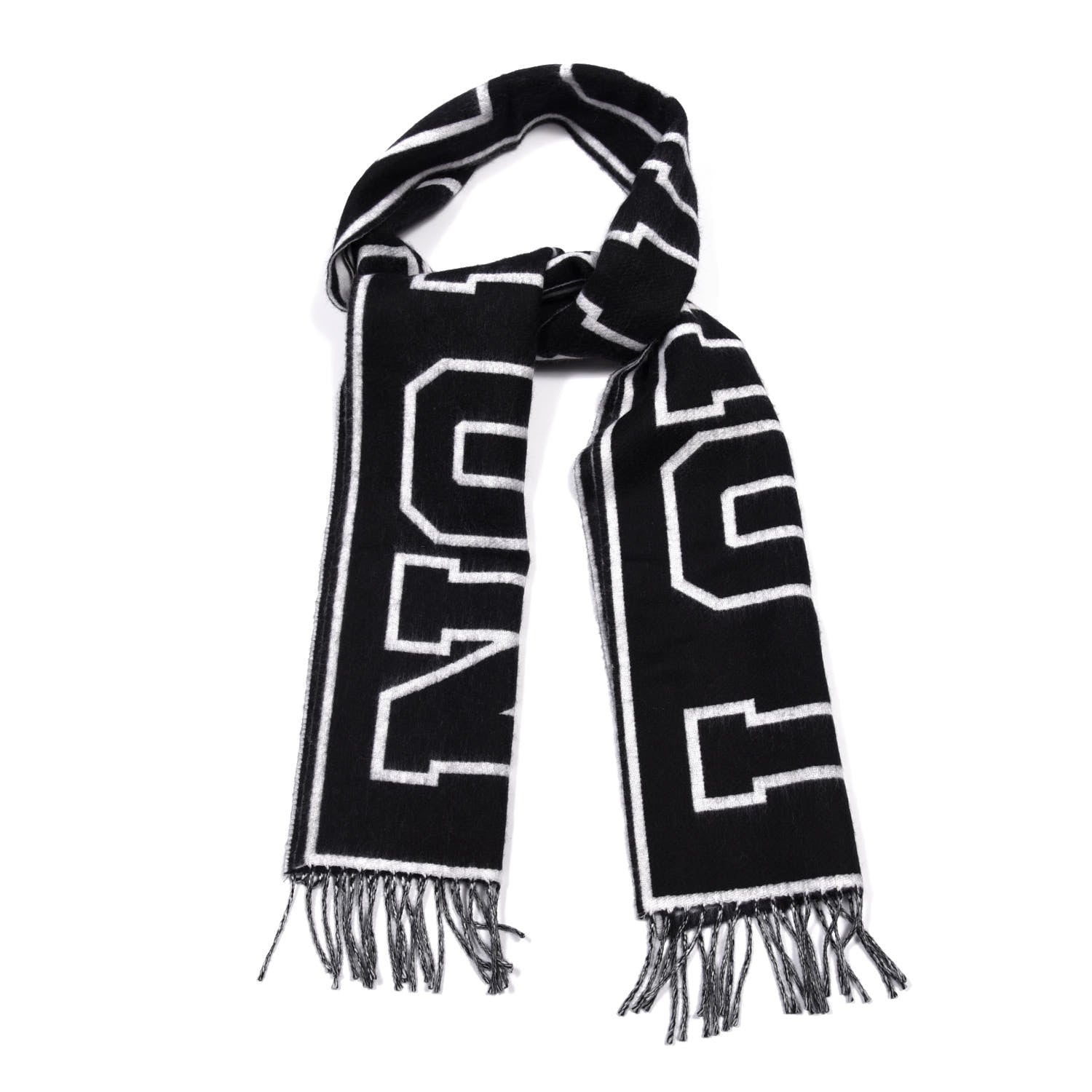 Louis Vuitton Wool Cashmere Louis City Scarf Black White 1 of 3