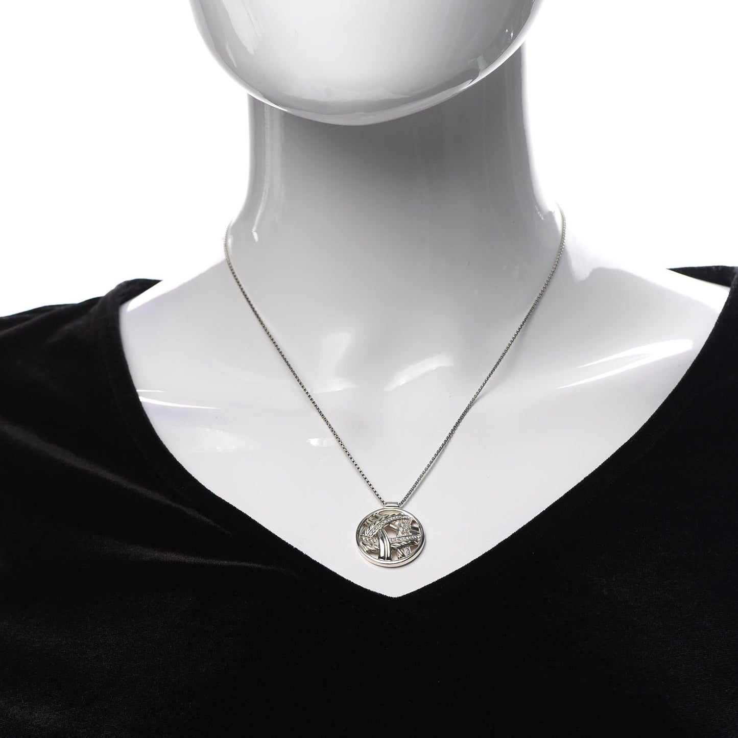 Sterling Silver Diamond Papyrus Pendant Necklace