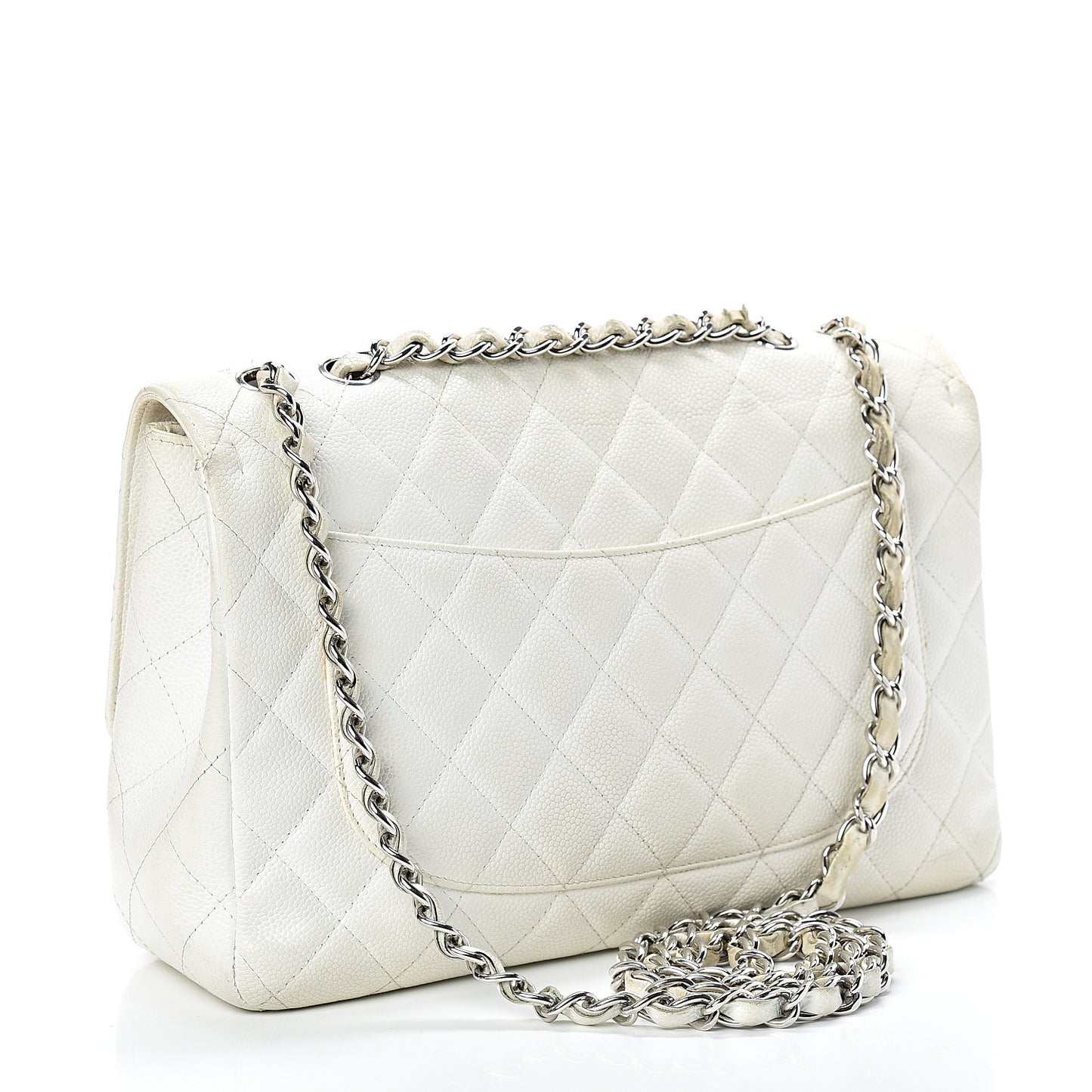 Caviar Quilted Jumbo Single Flap White