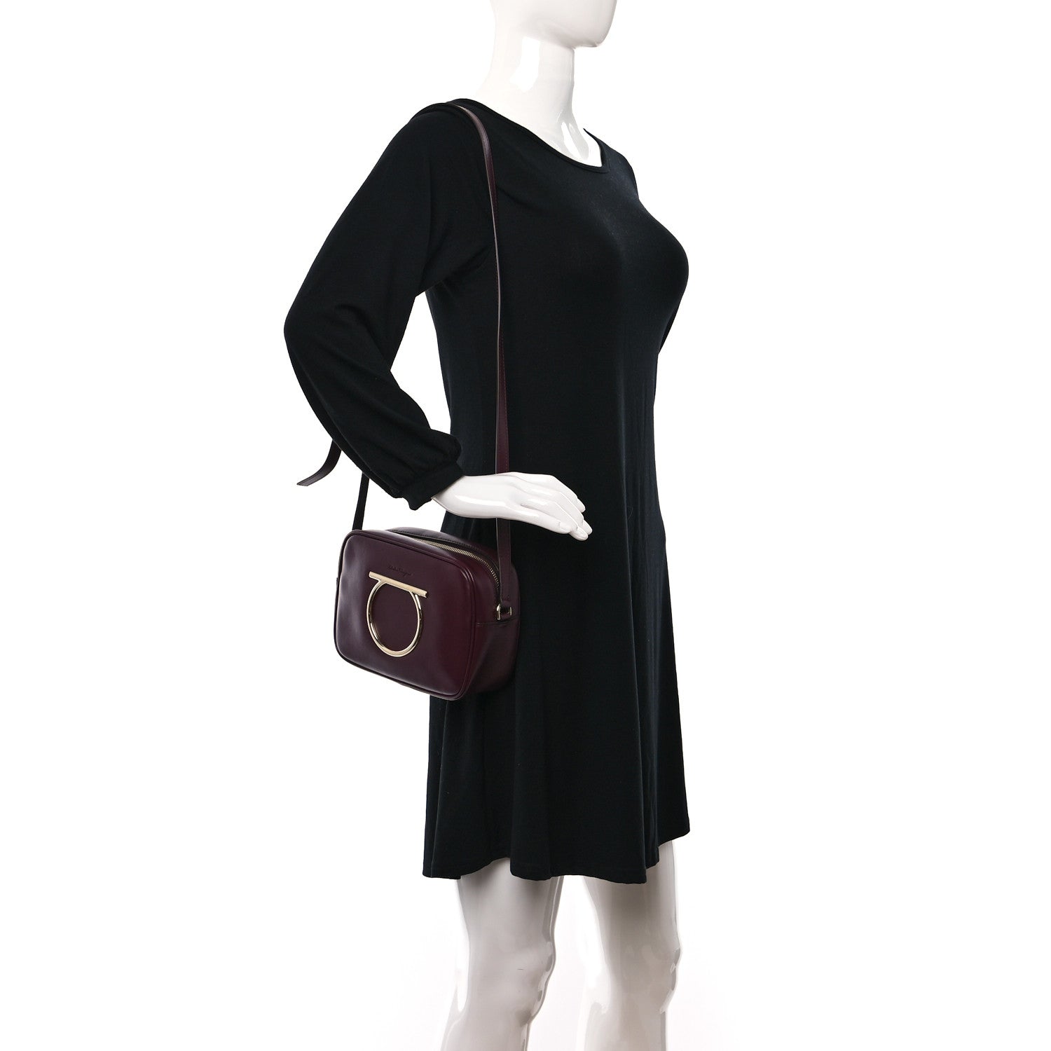 Salvatore Ferragamo Calfskin Vela Camera Crossbody Bag Burgundy 3 of 8