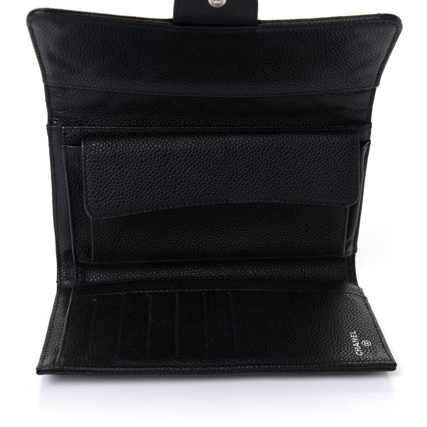 Caviar Quilted Large Flap Wallet Black