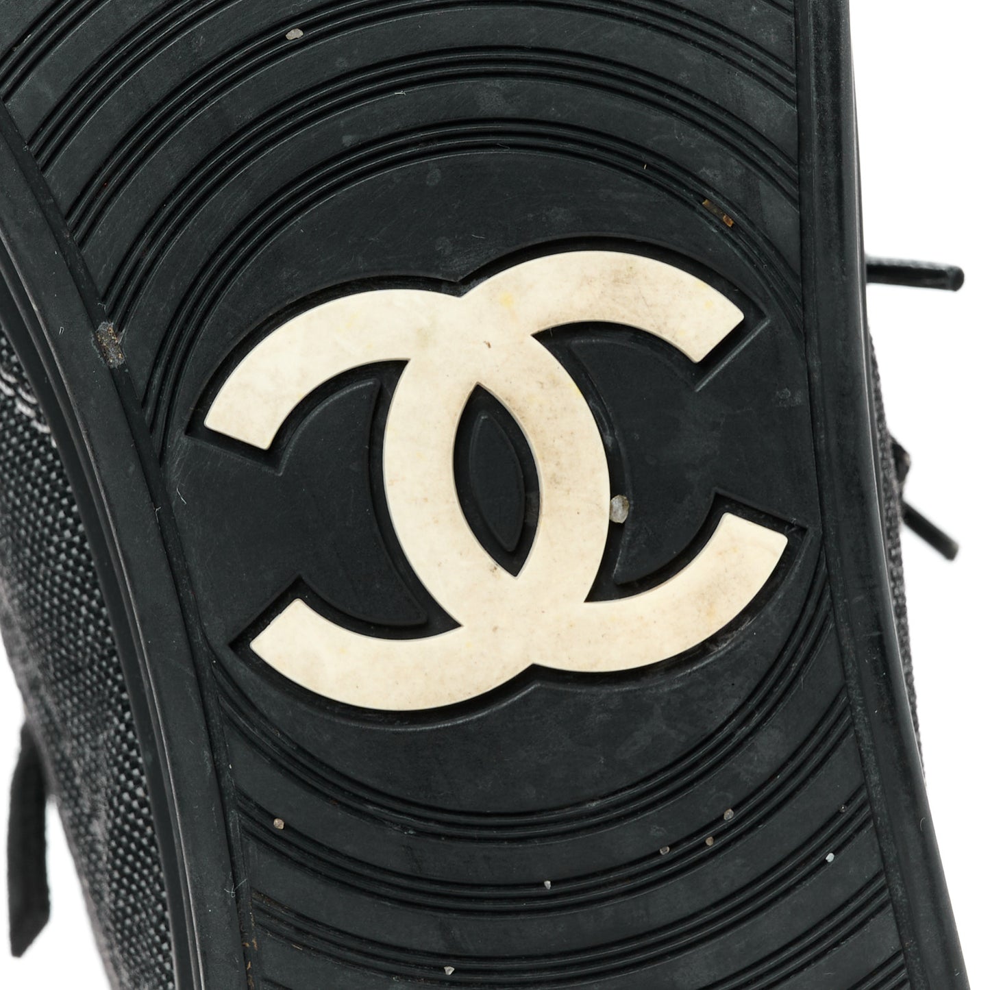 Toile Suede Calfskin CC High Top Sneakers 38 Black
