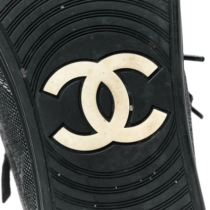Chanel Toile Suede Calfskin CC High Top Sneakers 38 Black 7 of 11