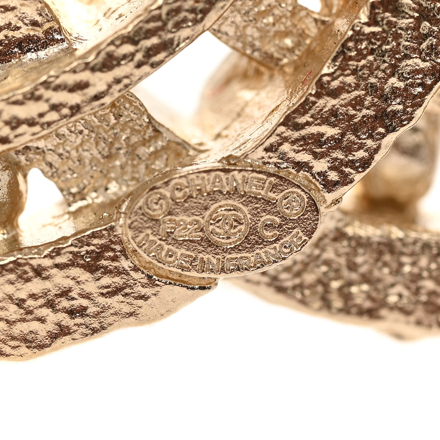 Metal Crystal CC Brooch Light Gold