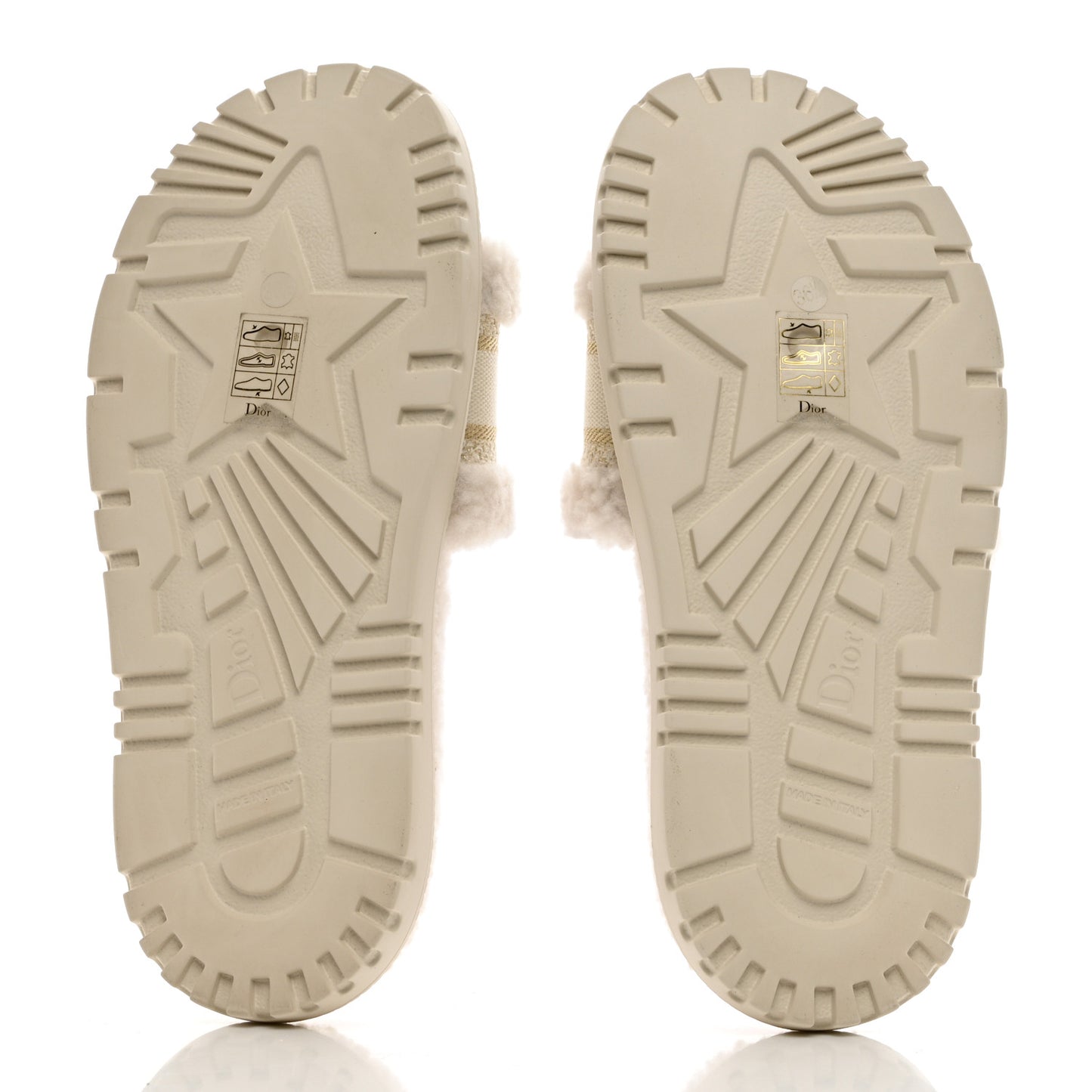 Shearling Canvas Lurex Embroidered Dway 10mm Slide Sandals 36.5 Natural Platinum