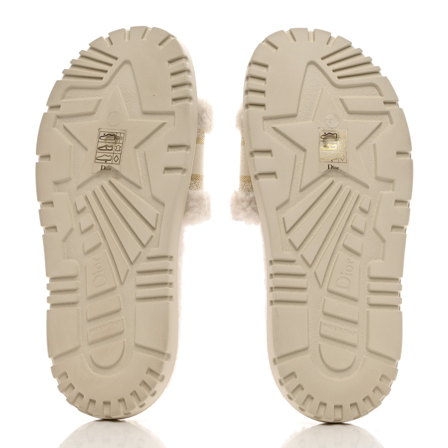 Christian Dior Shearling Canvas Lurex Embroidered Dway 10mm Slide Sandals 36.5 Natural Platinum 5 of 8
