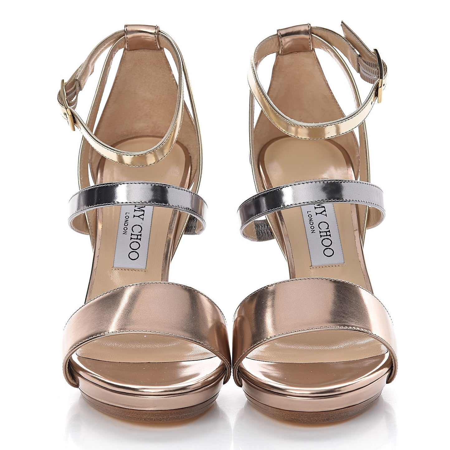 Metallic Calfskin Dose Sandals 38.5 Metallic Mix