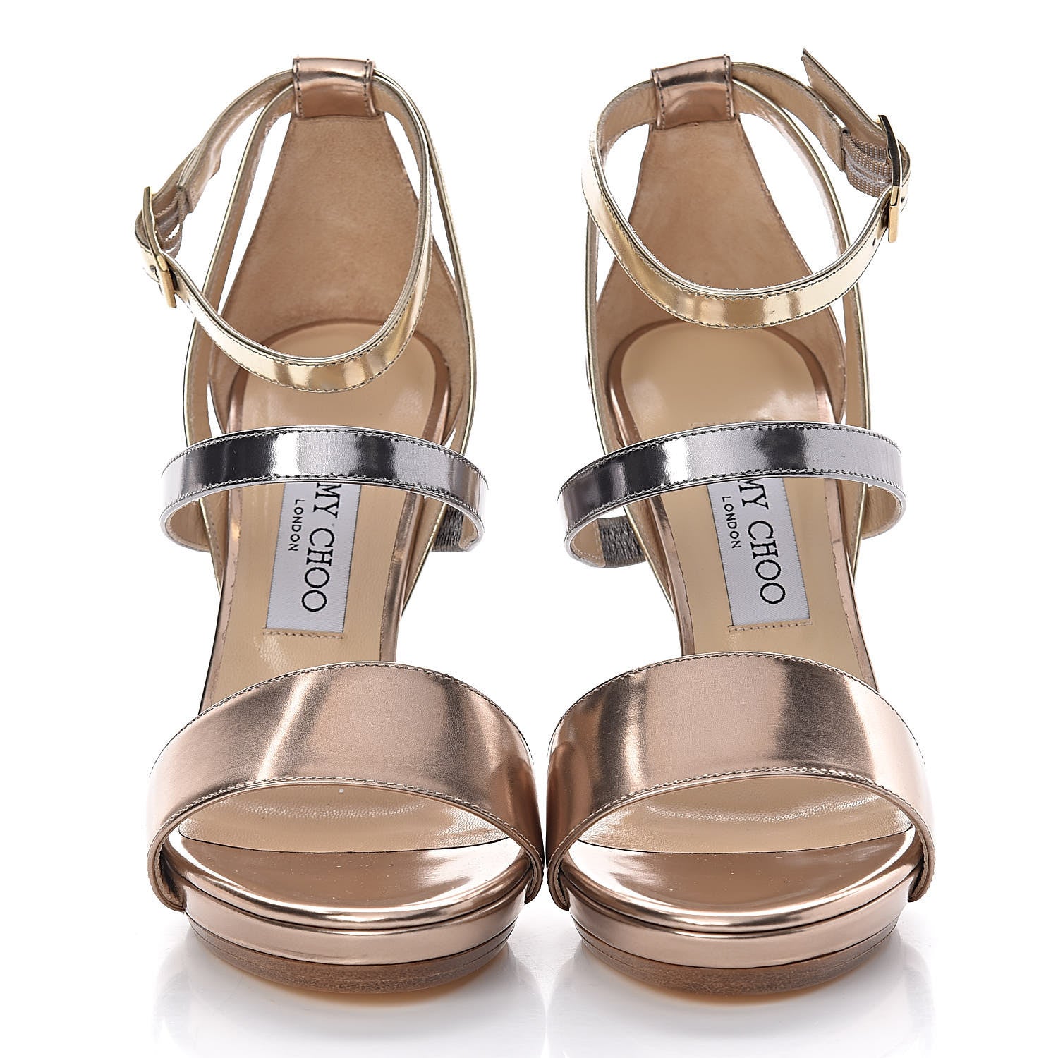 Jimmy Choo Metallic Calfskin Dose Sandals 38.5 Metallic Mix 2 of 8