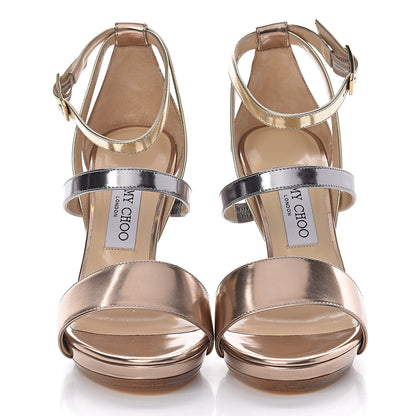Jimmy Choo Metallic Calfskin Dose Sandals 38.5 Metallic Mix 2 of 8