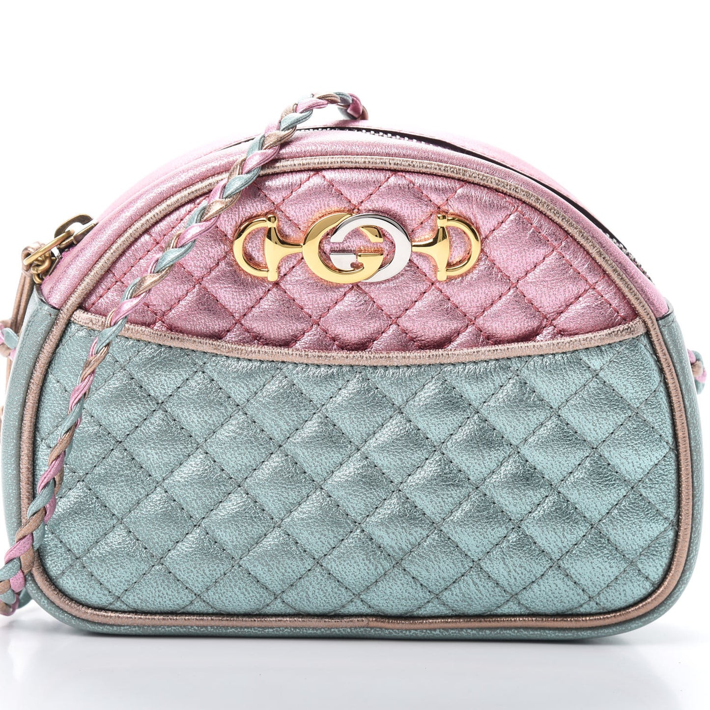 Laminated Nappa Trapuntata Mini Zumi Dome Shoulder Bag Rosa Lago Rame