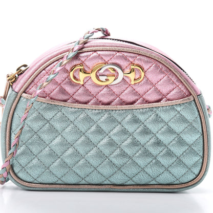 Gucci Laminated Nappa Trapuntata Mini Zumi Dome Shoulder Bag Rosa Lago Rame 8 of 10