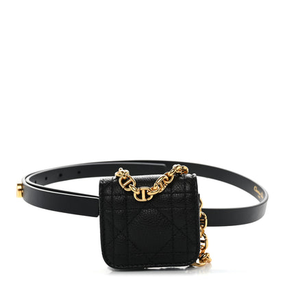 Christian Dior Supple Calfskin Cannage Caro Airpod Pro Case Belt 70 Black 1 of 11