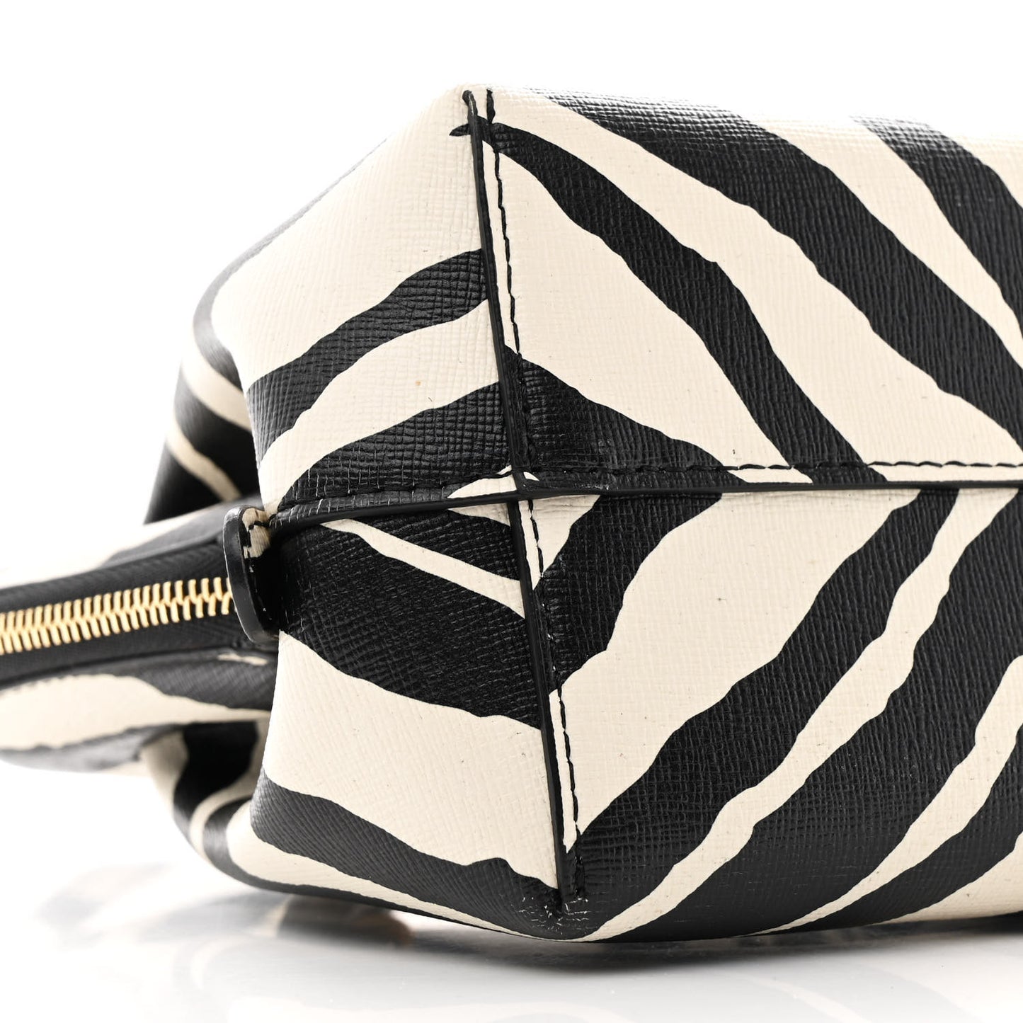 Saffiano Zebra Print Mini M Frame Bag Black White