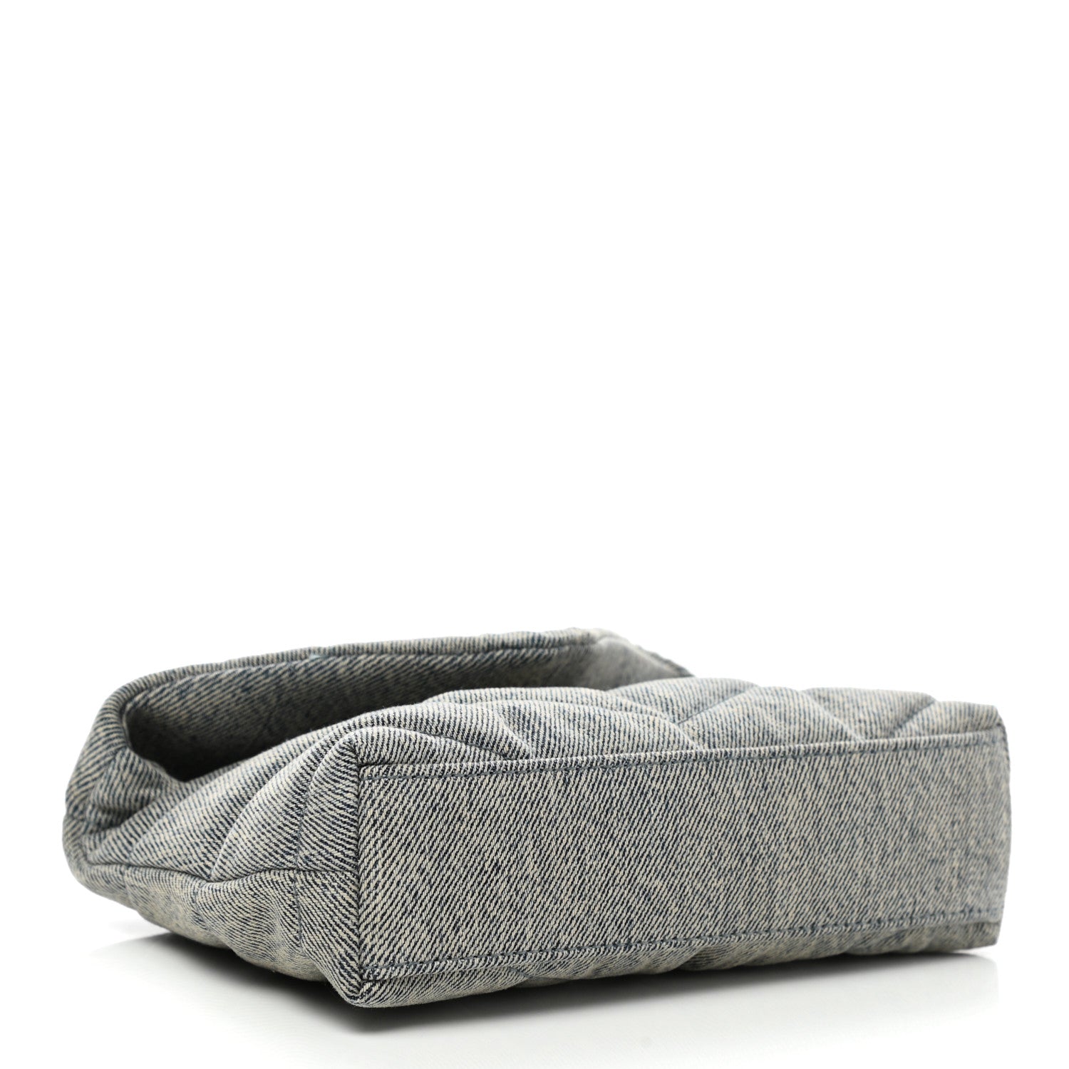 Saint Laurent Denim Quilted Monogram Loulou Puffer Pouch Clutch Blue Gray Light Azur 5 of 8