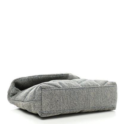 Saint Laurent Denim Quilted Monogram Loulou Puffer Pouch Clutch Blue Gray Light Azur 5 of 8