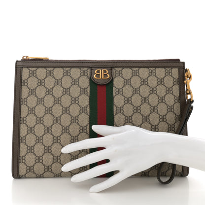 Gucci X BALENCIAGA BB Supreme Monogram Web Ophidia Wristlet Beige New Acero 2 of 7