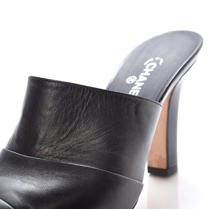 Chanel Lambskin Cap Toe CC Mules 38 Black 8 of 14