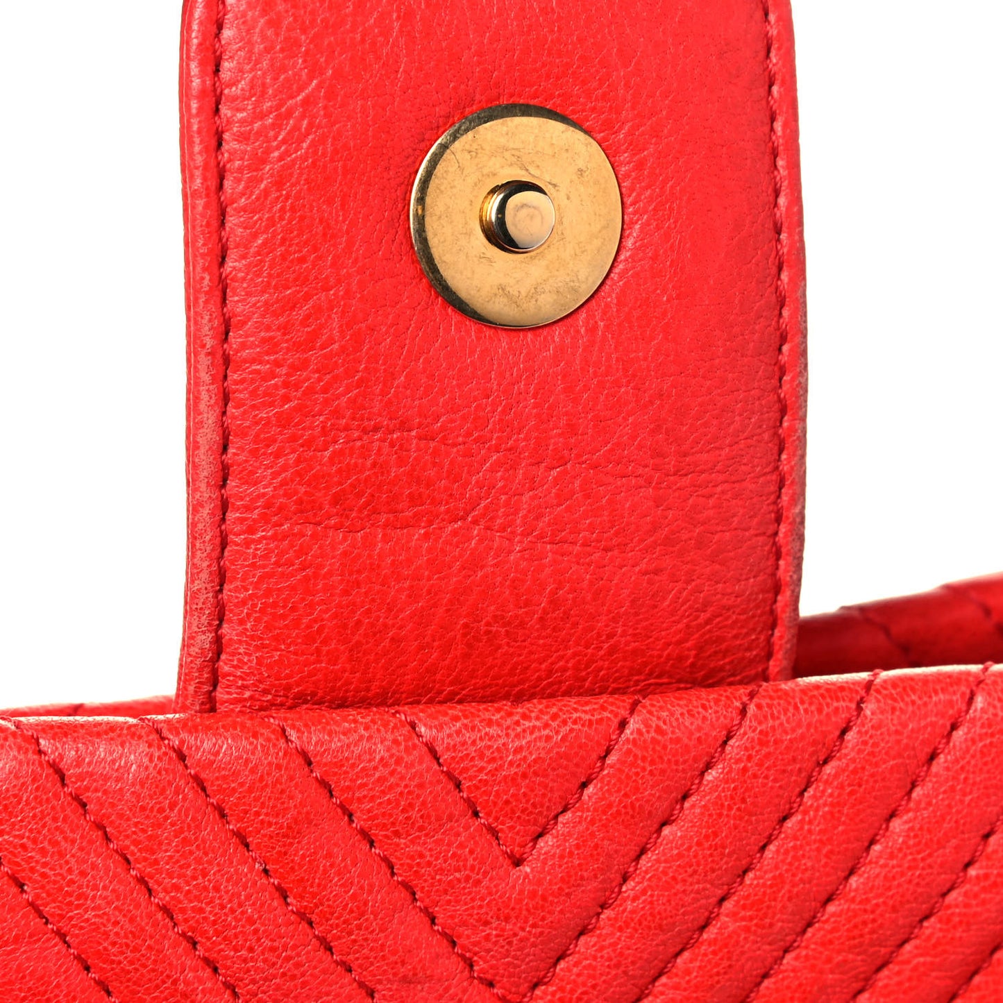 Wrinkled Lambskin Chevron Quilted Large Surpique Tote Red