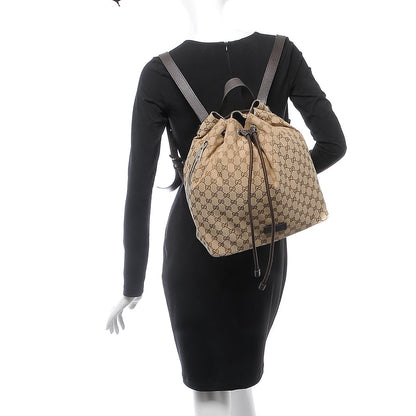 Gucci Monogram Dollar Calfskin O Drawstring Backpack Beige Ebony Testa di Moro Dark Chocolate 2 of 7