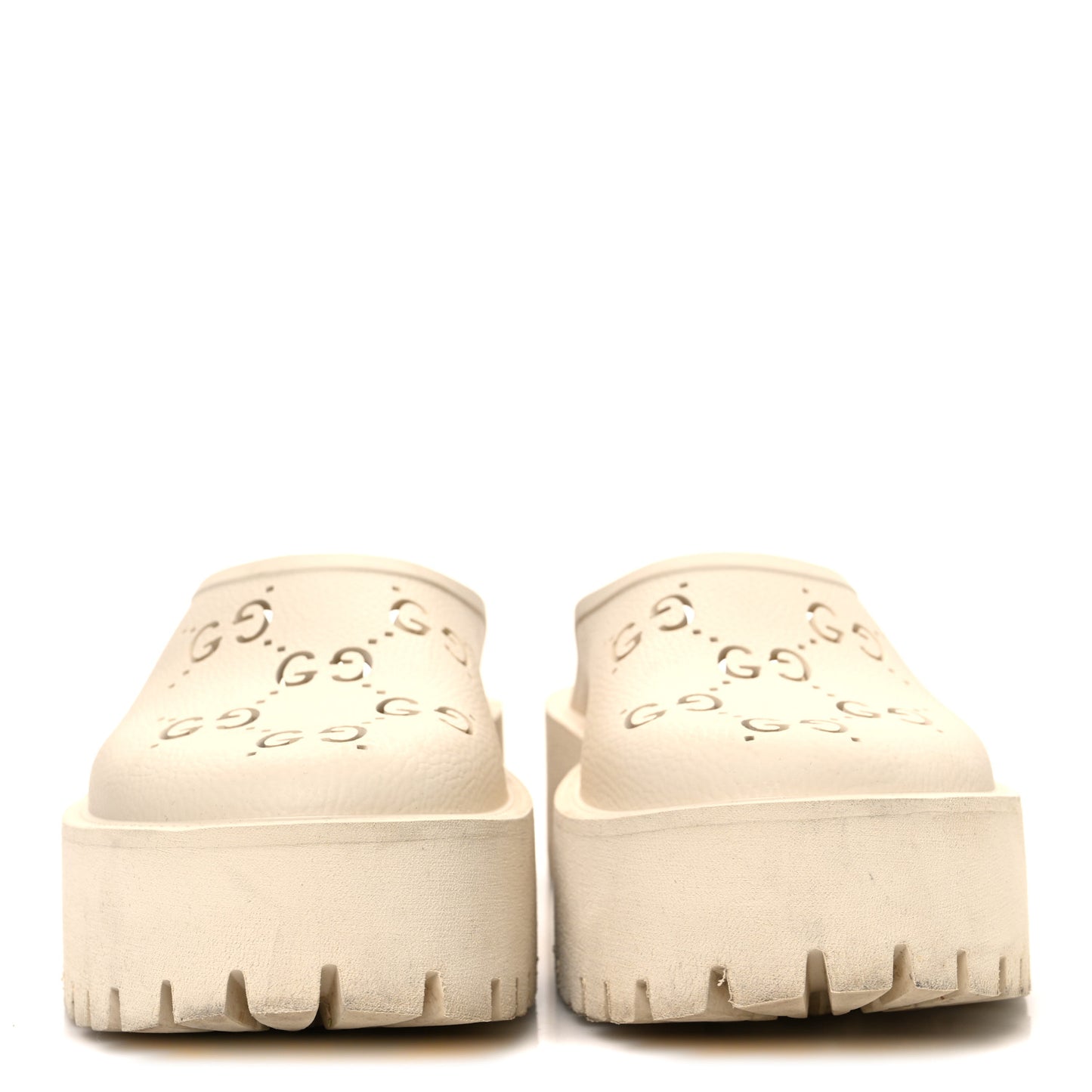 Rubber Monogram GG Go Through Platform Slide Clogs 40 Mystic White