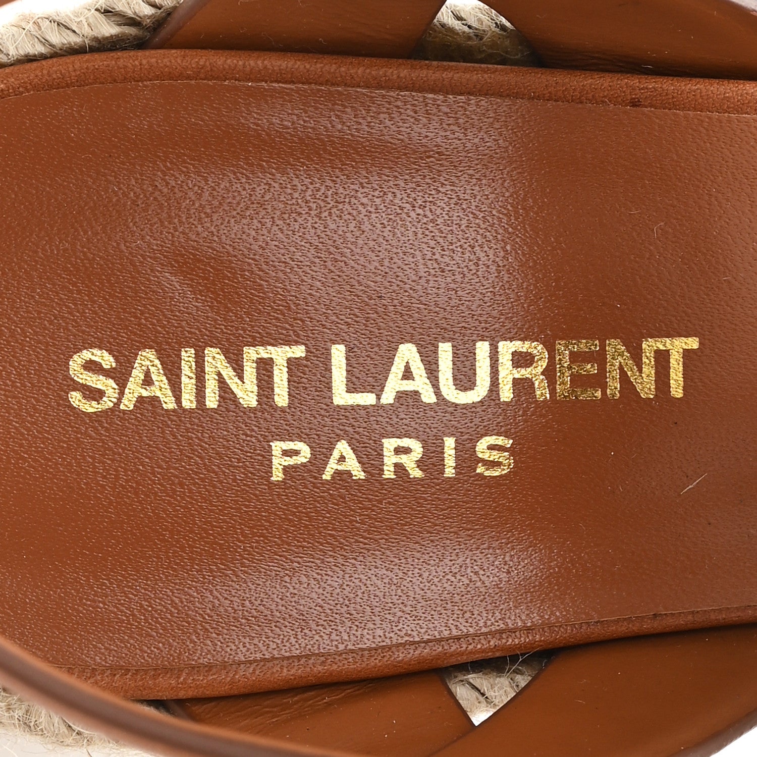 Saint Laurent Calfskin 85 Platform Espadrille Wedge Sandals 38.5 Brown 7 of 8