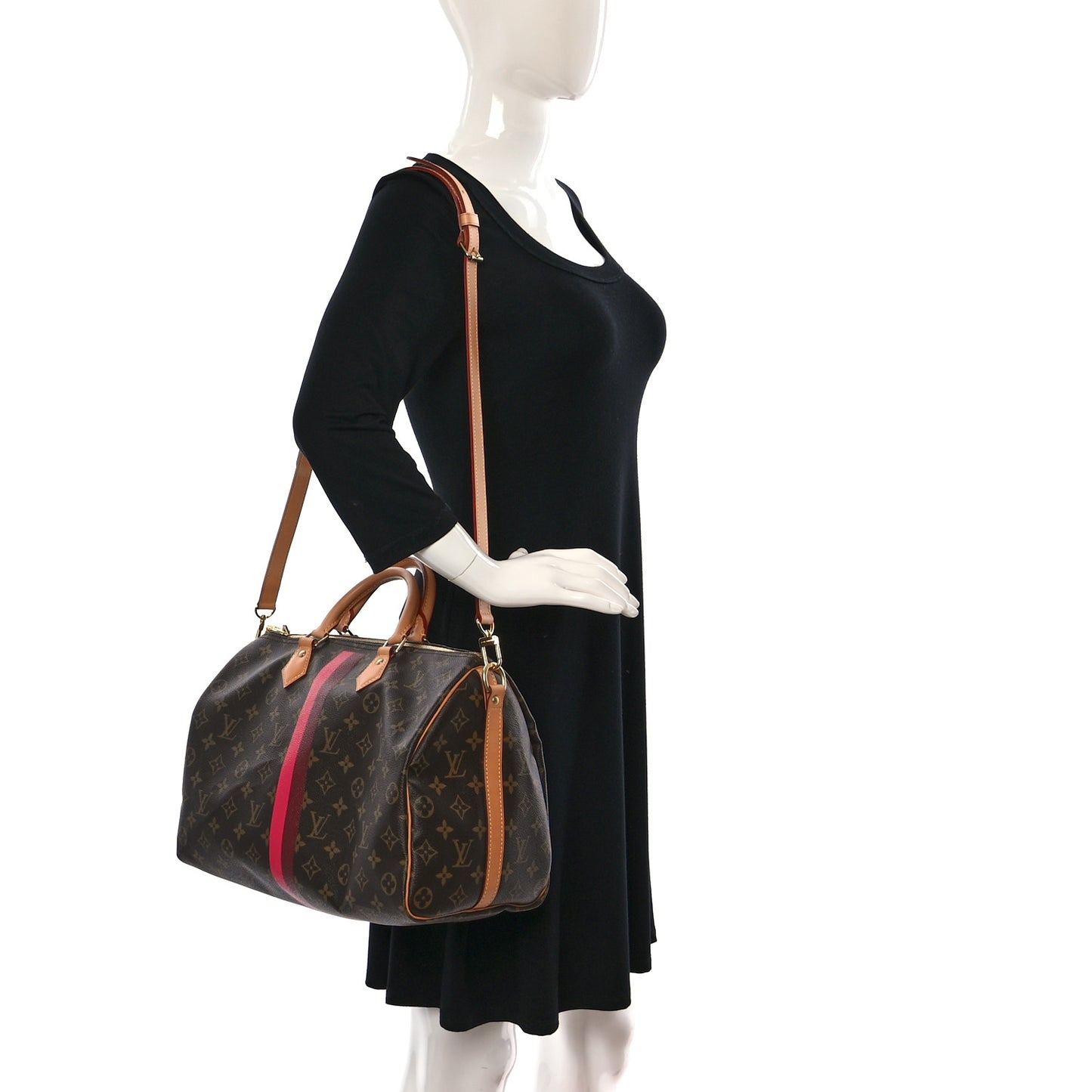 Monogram My LV Heritage Speedy Bandouliere 35 Fuchsia Bordeaux