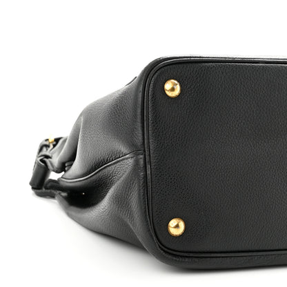 Prada Vitello Daino Flap Shoulder Bag Black 9 of 11