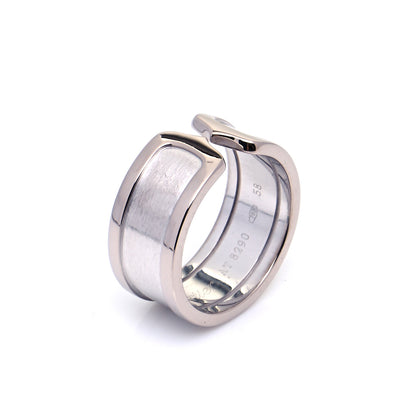 Cartier 18K White Gold 10mm Logo De Cartier Ring 58 8.5 5 of 7
