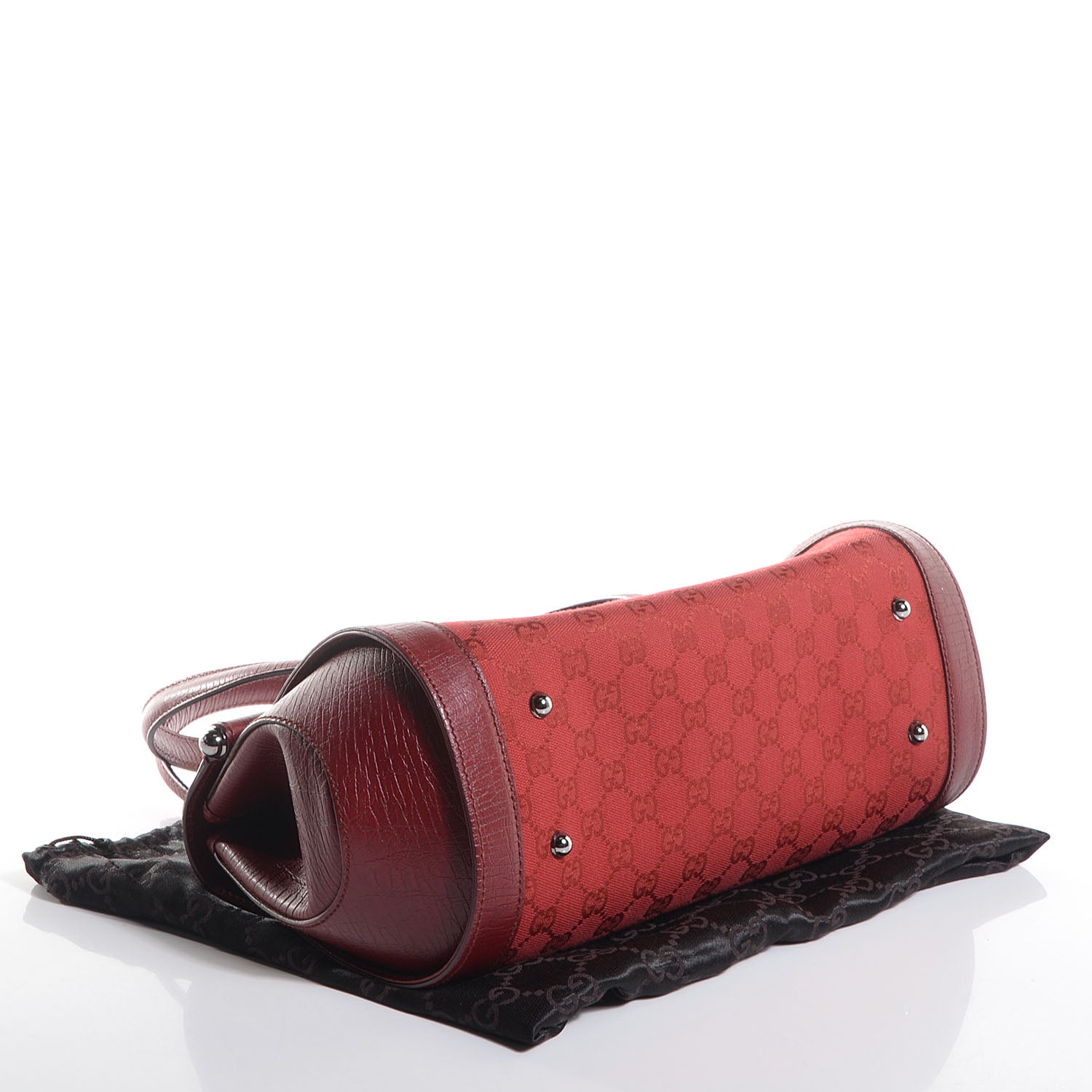Gucci Monogram Bamboo Bullet Satchel Red 4 of 7