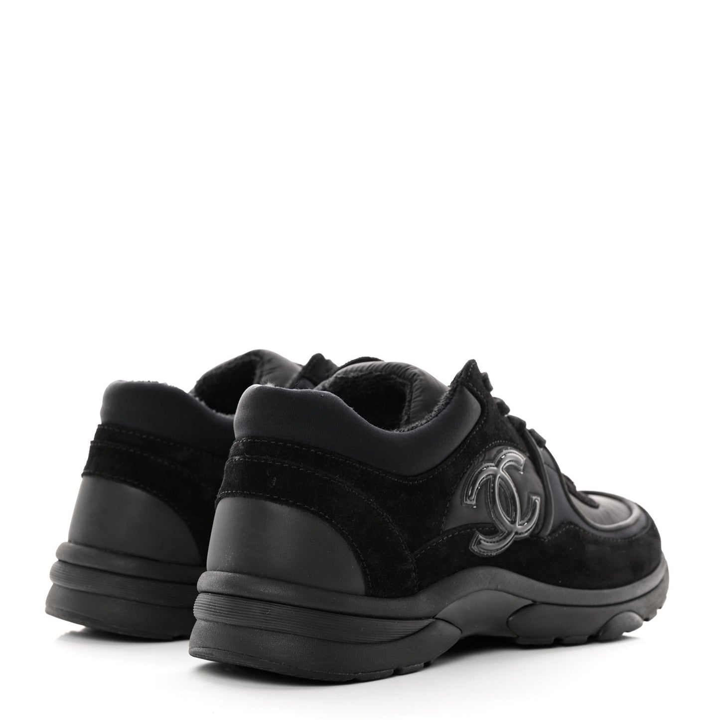 Fabric Calfskin Suede CC Sneakers 39 Black