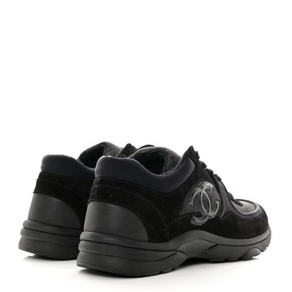 Chanel Fabric Calfskin Suede CC Sneakers 39 Black 4 of 9
