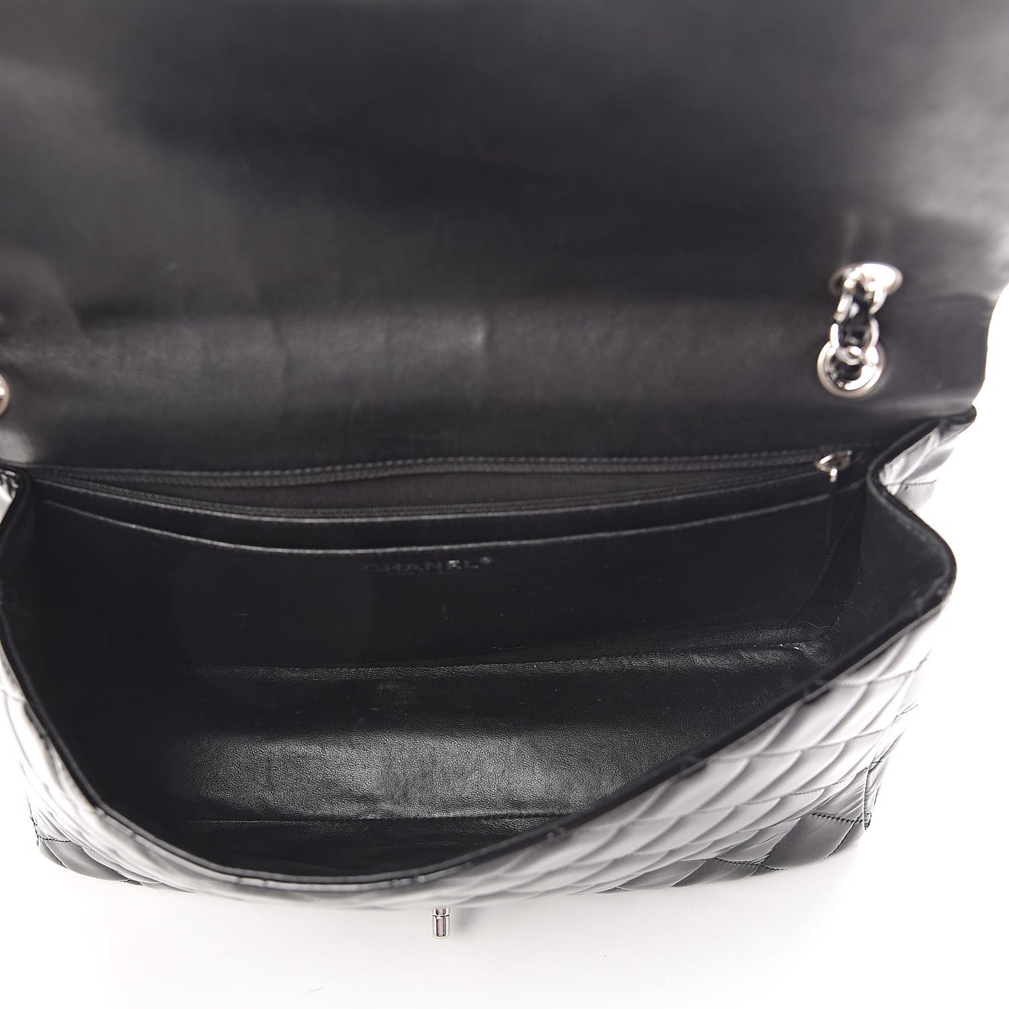 Patent Quilted Maxi Single Flap Black
