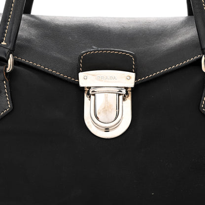 Prada Tessuto Nylon Vitello Foldover Pushlock Satchel Black 8 of 16