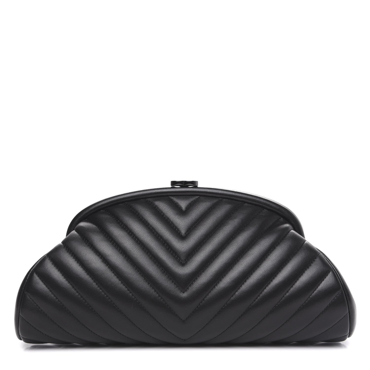 Chanel Lambskin Chevron Quilted Timeless Clutch So Black 1 of 10