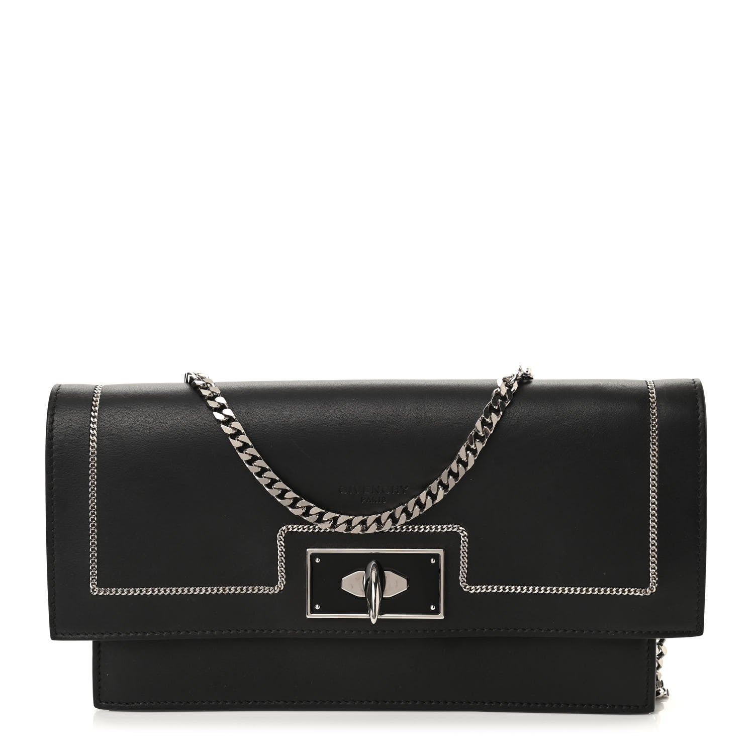 Givenchy Calfskin Shark Lock Chain Wallet Black 1 of 10