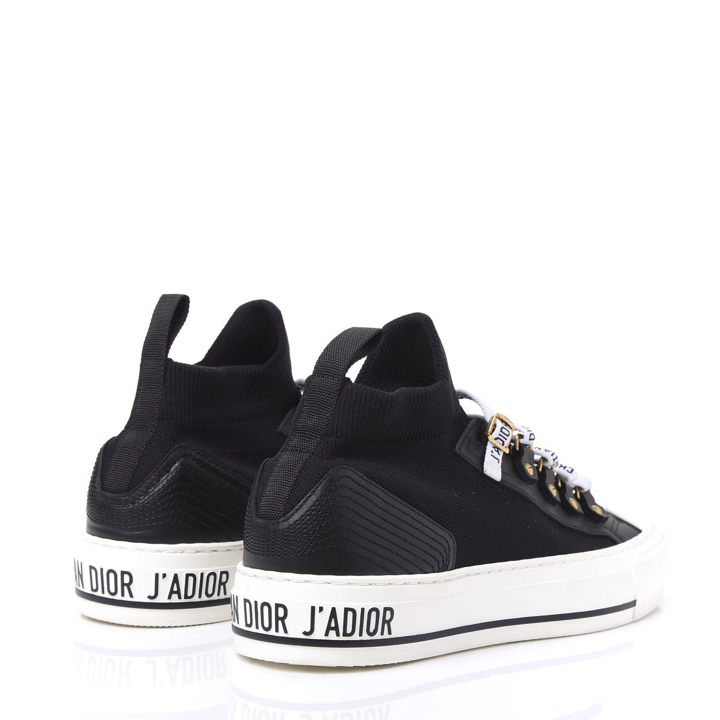 Technical Mesh Calfskin Womens Walk'N'Dior High Top Sneaker 36.5 Black