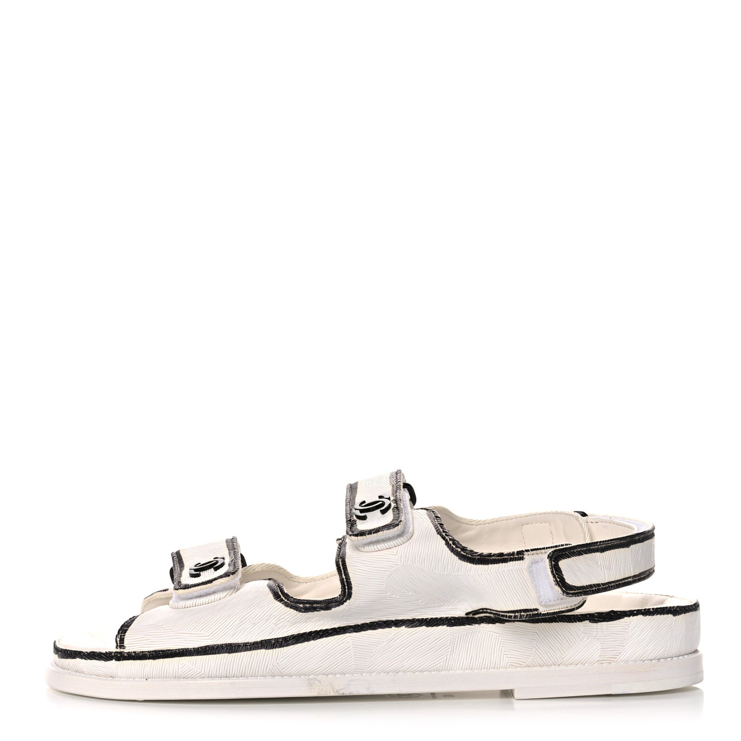 Printed Calfskin Velcro Dad Sandals 42 White Black