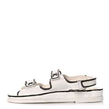 Chanel Printed Calfskin Velcro Dad Sandals 42 White Black 1 of 12