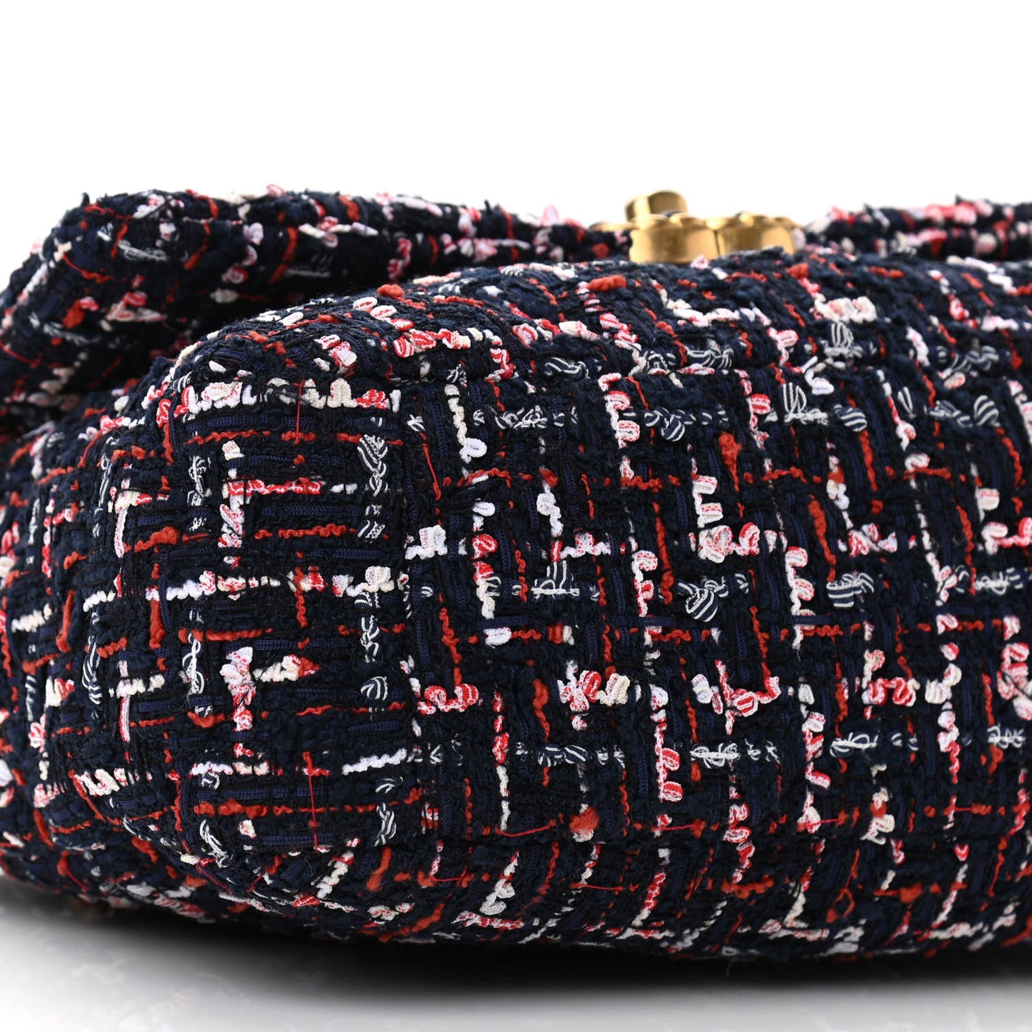 Tweed Quilted Medium Chanel 19 Flap Navy Blue White Red