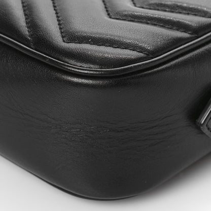 Gucci Calfskin Matelasse Mini GG Marmont Chain Shoulder Bag Black 9 of 10