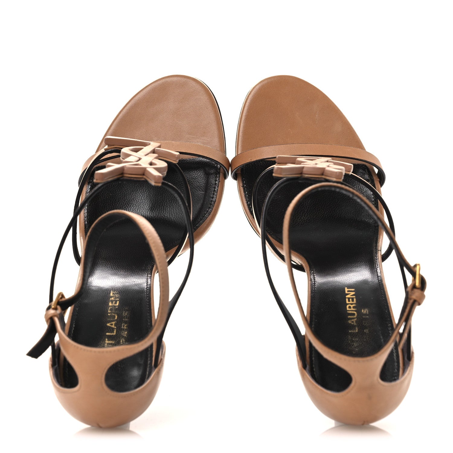 Saint Laurent Calfskin Cassandra 100 Sandals 38.5 Gold Brown 2 of 14