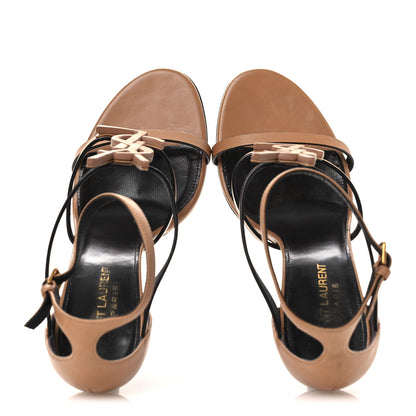 Saint Laurent Calfskin Cassandra 100 Sandals 38.5 Gold Brown 2 of 14