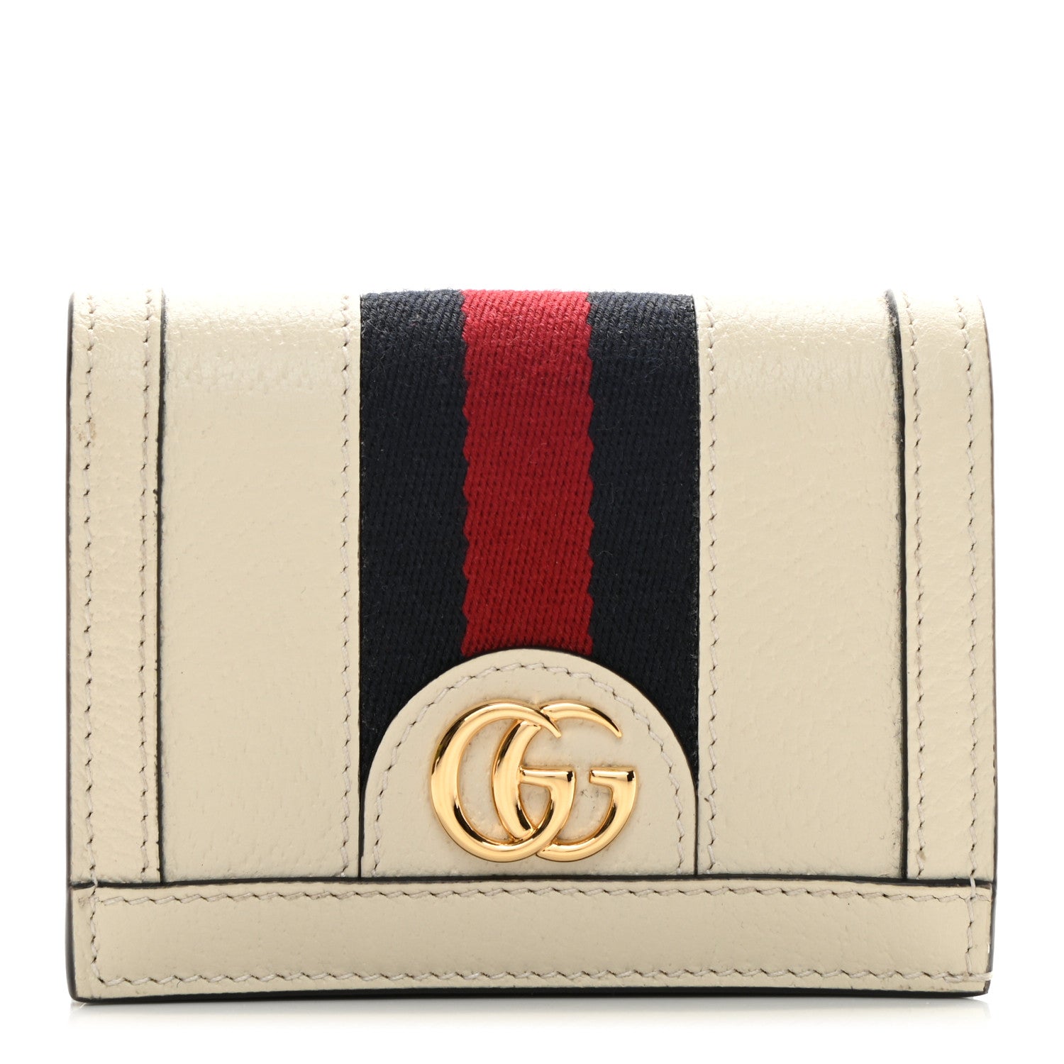 Gucci Textured Calfskin Web Ophidia Card Case Mystic White 1 of 8