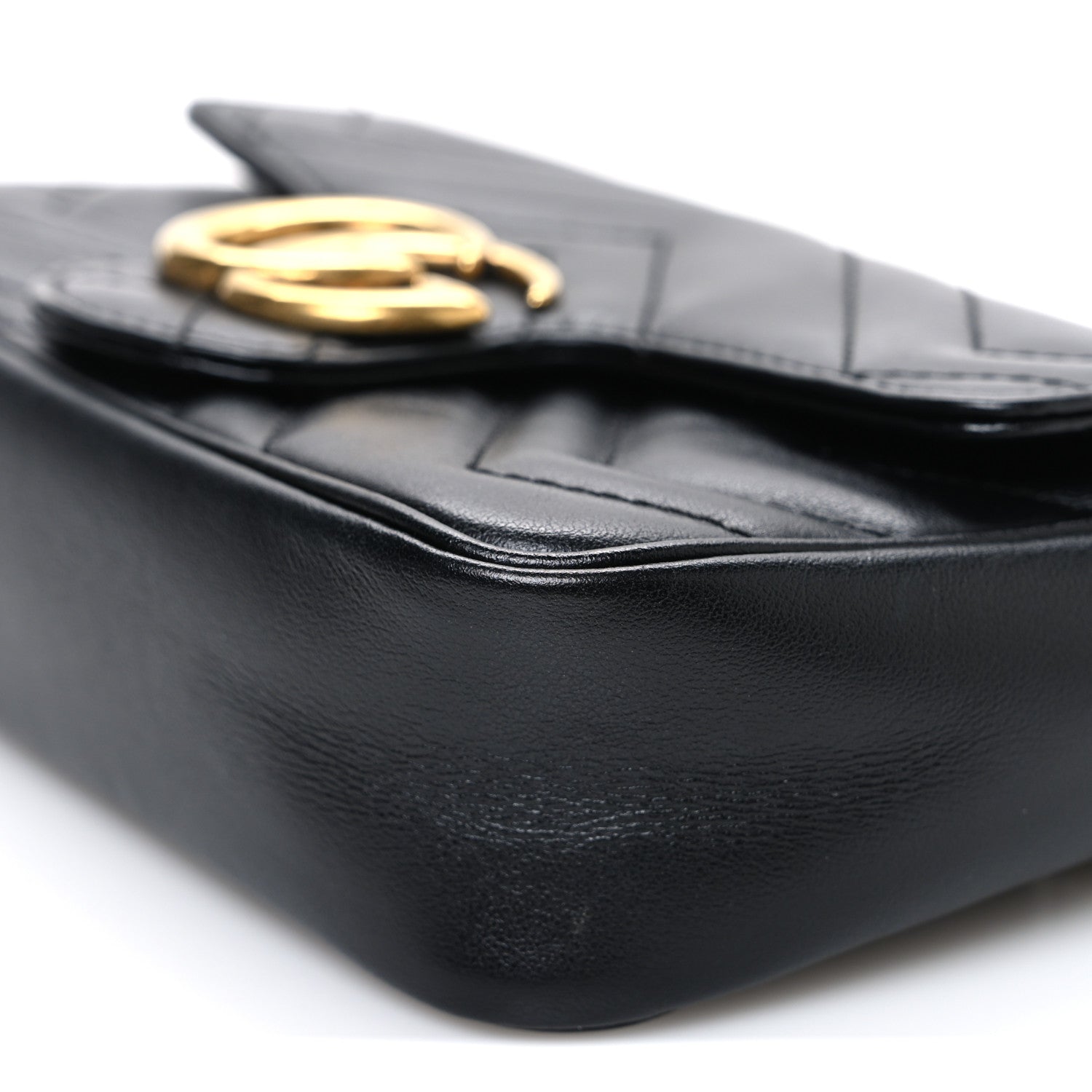 Gucci Calfskin Matelasse Super Mini GG Marmont Shoulder Bag Black 10 of 10