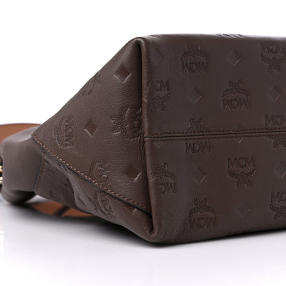 MCM Calfskin Ottomar Monogram Medium Klara Hobo Chestnut 8 of 11