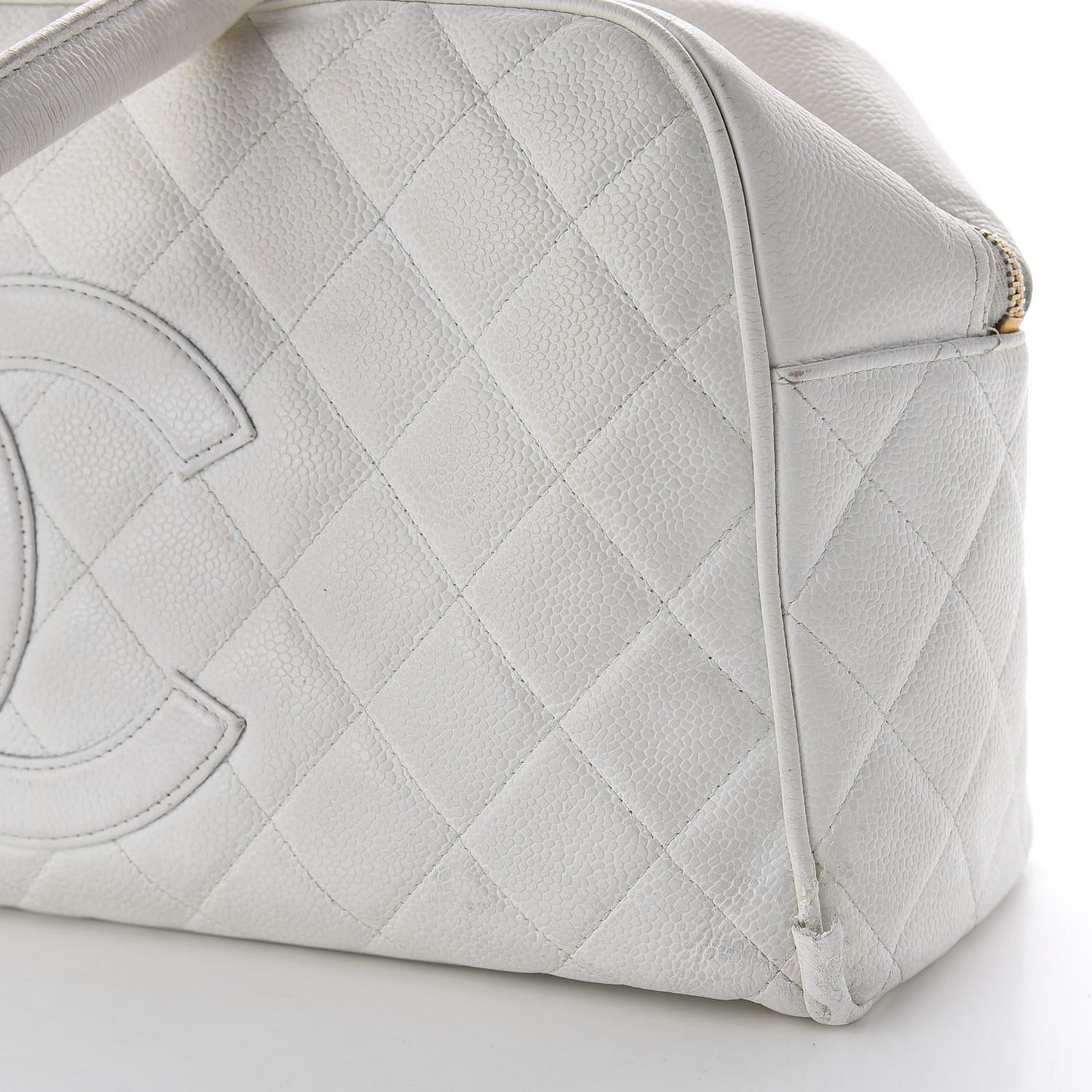 Caviar Quilted Large Bowler White