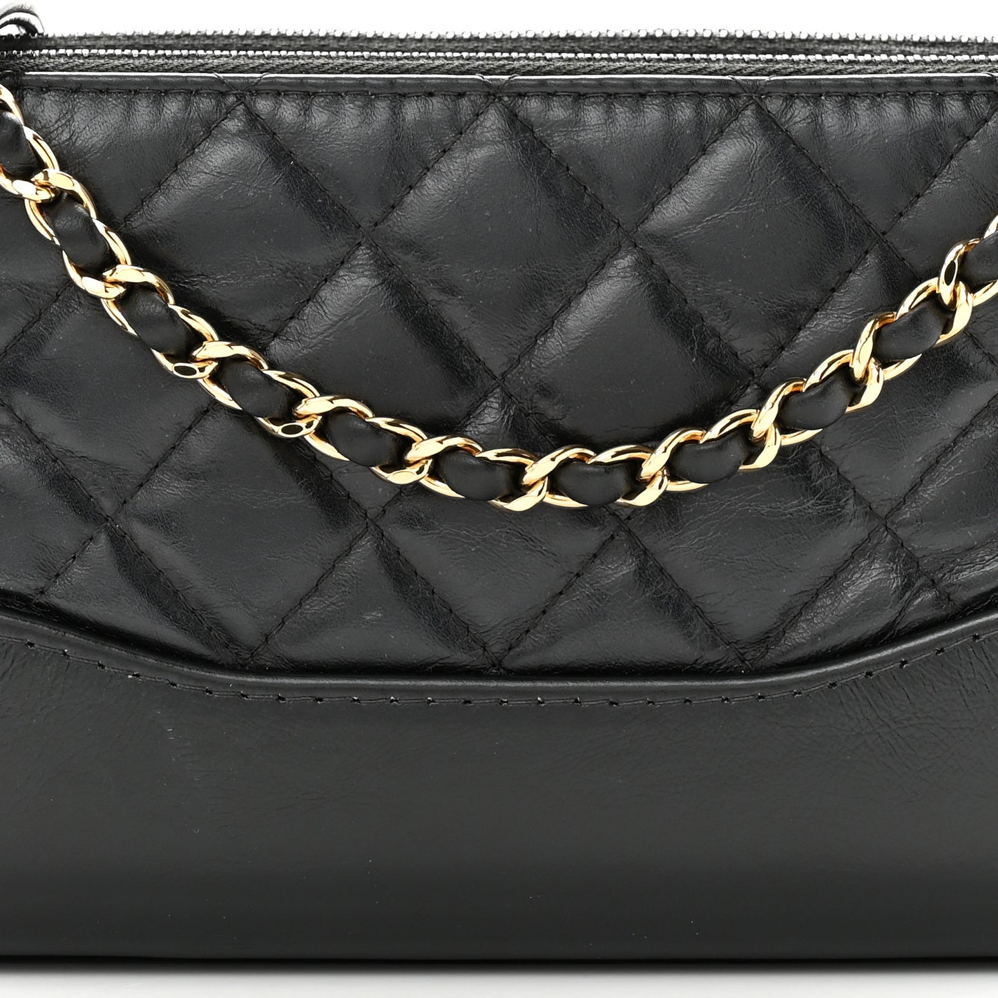 Aged Calfskin Quilted Small Gabrielle Clutch With Chain Black